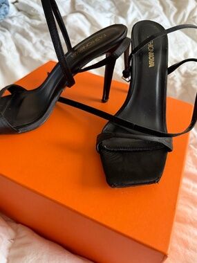 Stiletto Black Wrap Around Heels